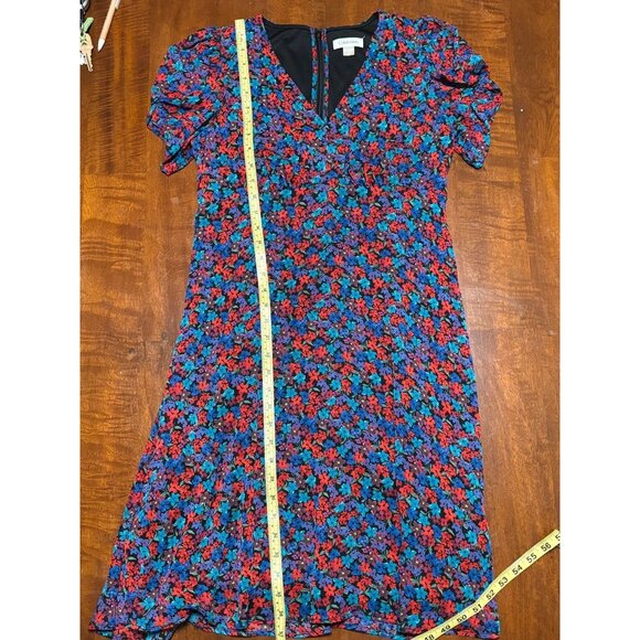 Floral Print Chiffon Calvin Klein V-Neck Short Sleeve Dress - Picture 5 of 7